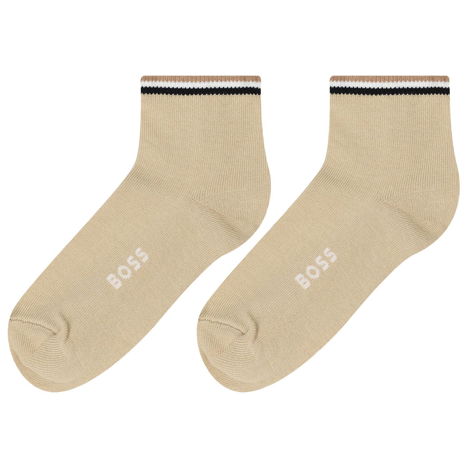 Boys White & Beige Logo Socks ( 2-Pack ), 1, hi-res