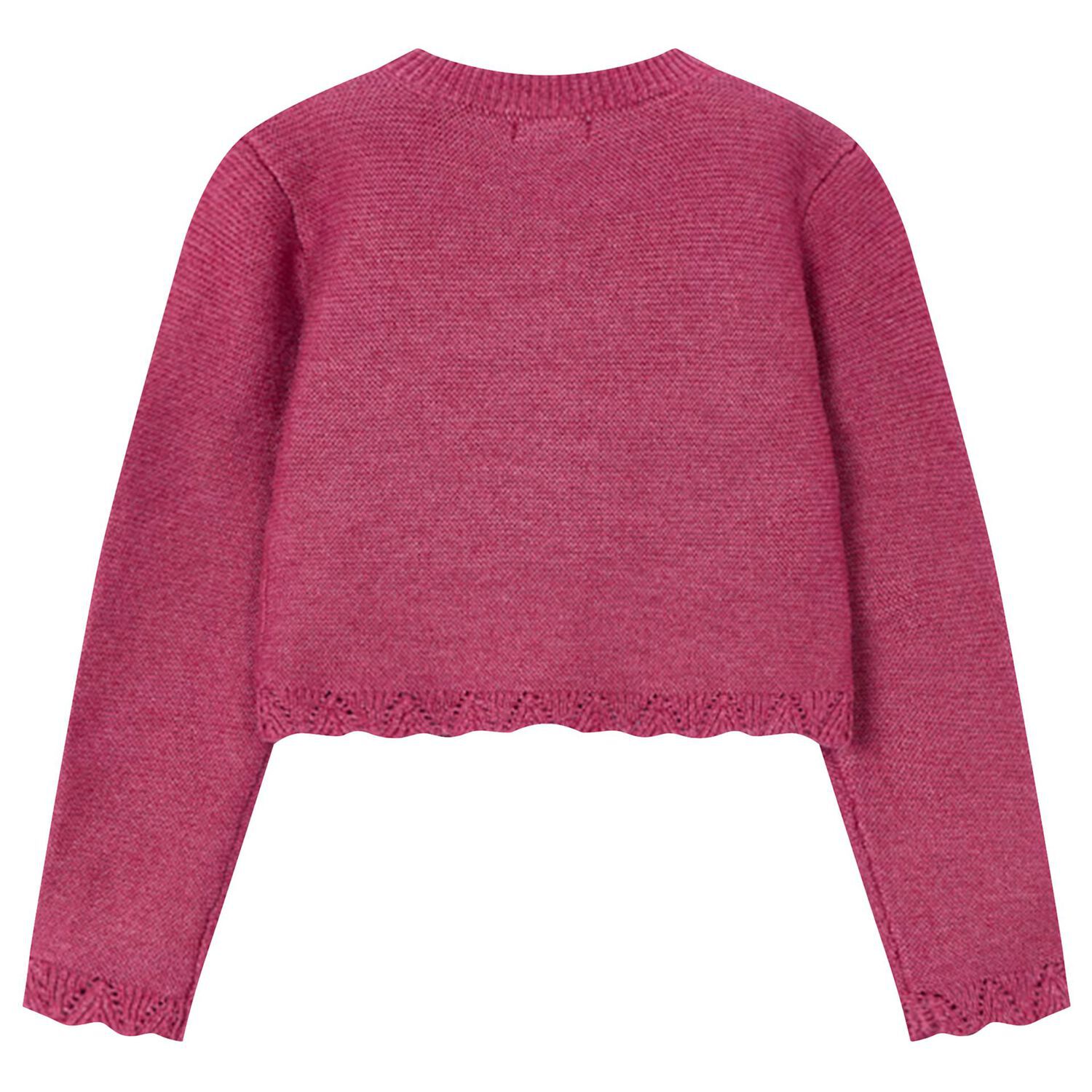 Girls Pink Knitted Cardigan, 1, hi-res