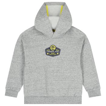 Boys Grey Logo Hooded Top
