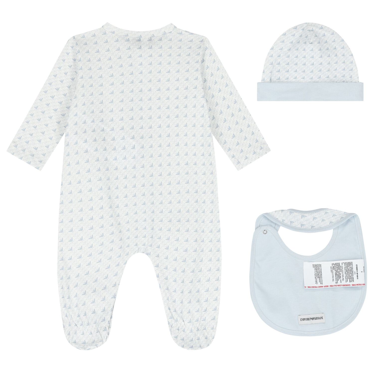 Baby Boys Blue Logo Babygrow Set, 3, hi-res