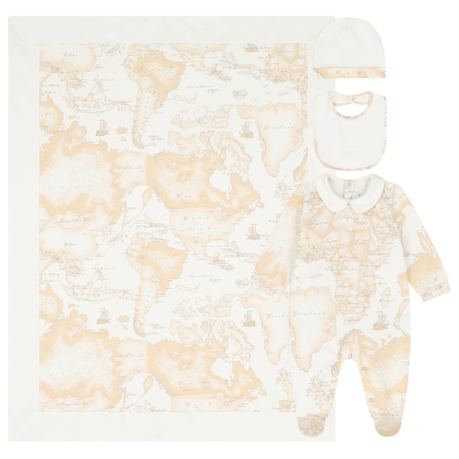 Ivory & Beige Geo Map Babygrow Gift Set, 1, hi-res
