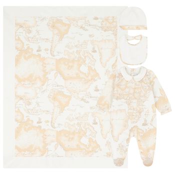 Ivory & Beige Geo Map Babygrow Gift Set