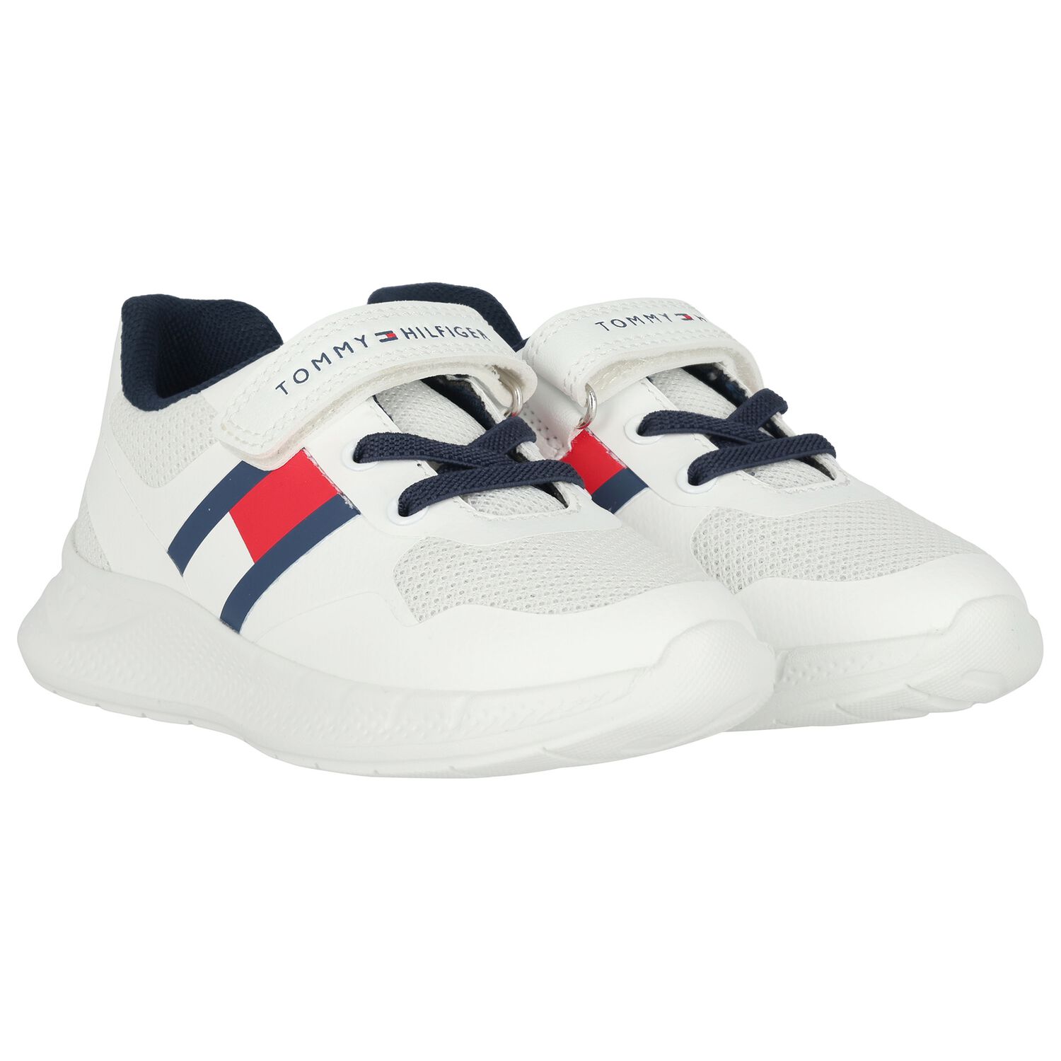 Boys White Logo Trainers, 1, hi-res