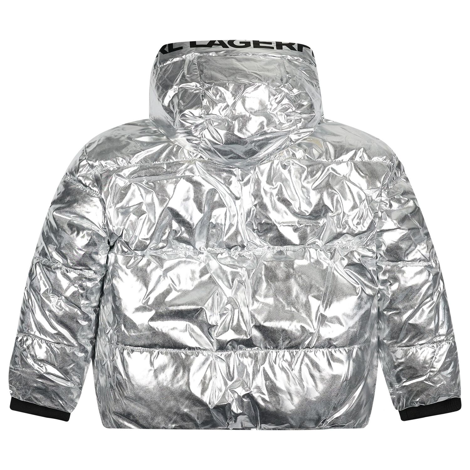 Girls Silver & Pink Reversible Puffer Jacket, 1, hi-res