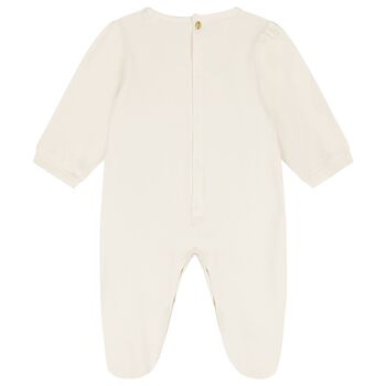 Baby Girls Ivory Logo Babygrow
