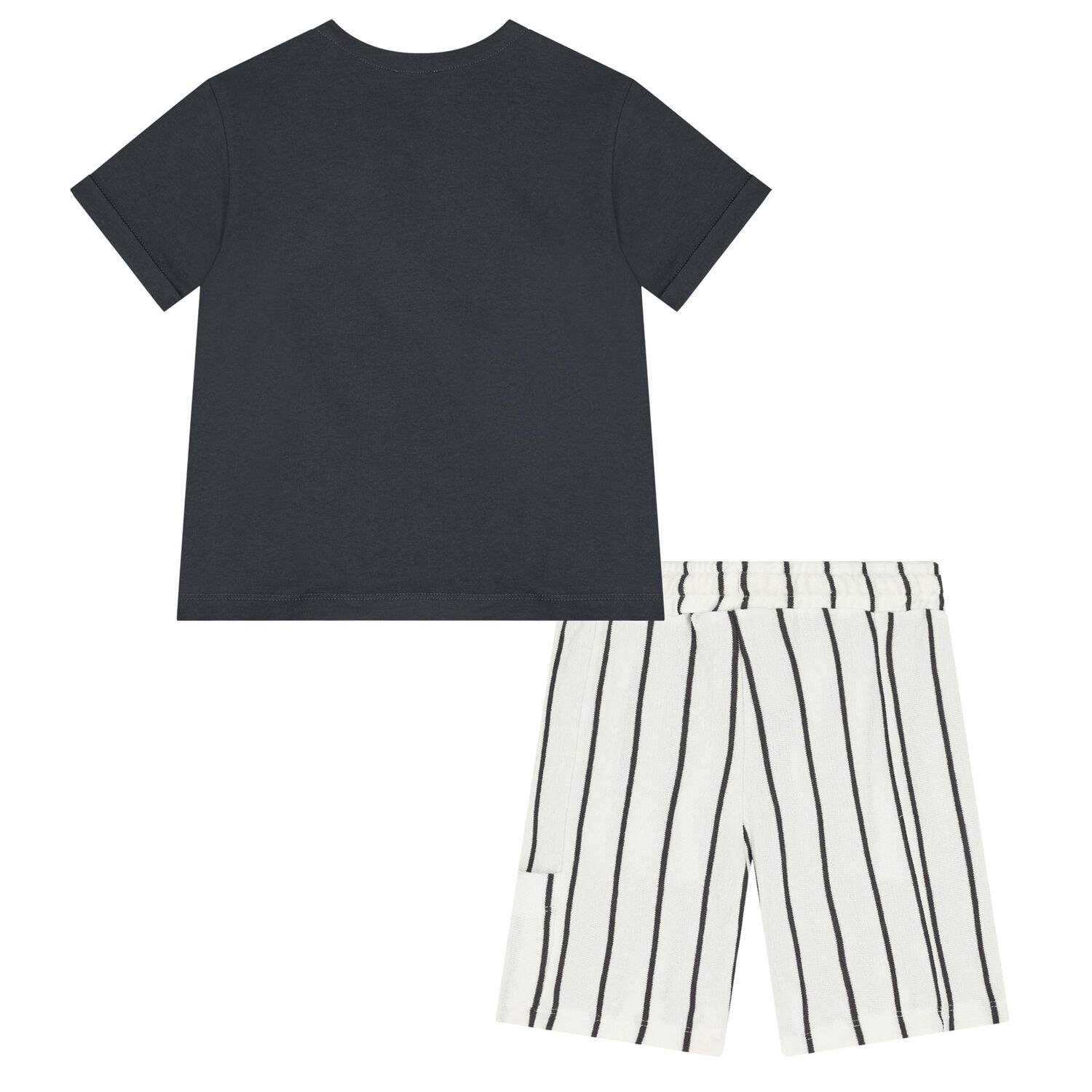 Boys Grey & White Shorts Set, 2, hi-res