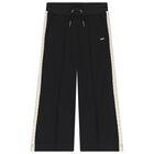 Girls Black Logo Trousers, 1, hi-res