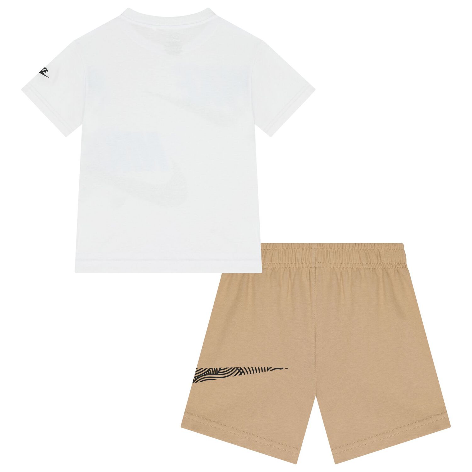 Boys White & Beige Logo Shorts Set, 1, hi-res