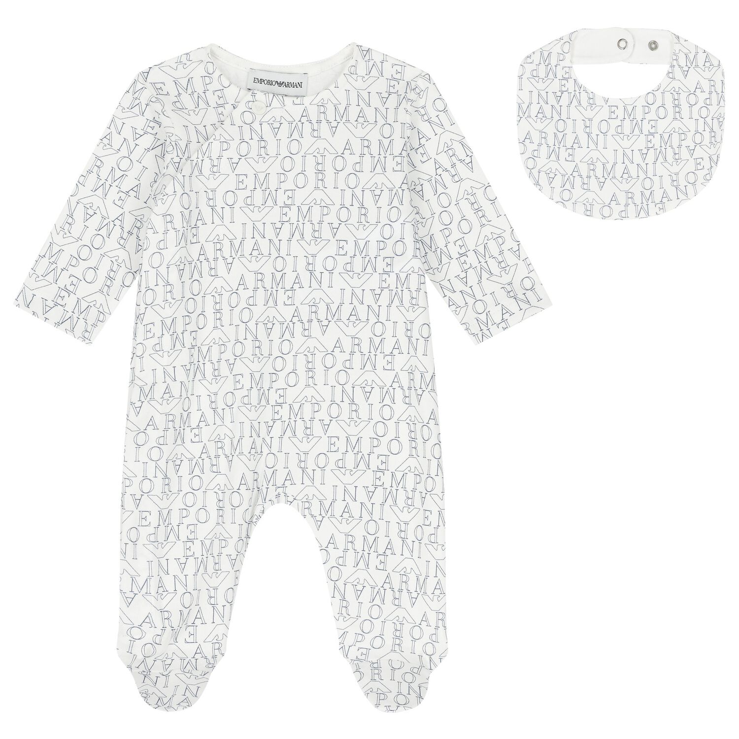 Baby Boys White & Navy Blue Logo Babygrow Set, 2, hi-res image number null
