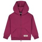 Burgundy Logo Hooded Zip Up Top, 1, hi-res
