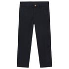 Boys Black Chino Trousers, 5, hi-res