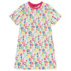 Girls White & Pink Logo T-Shirt Dress, 1, hi-res
