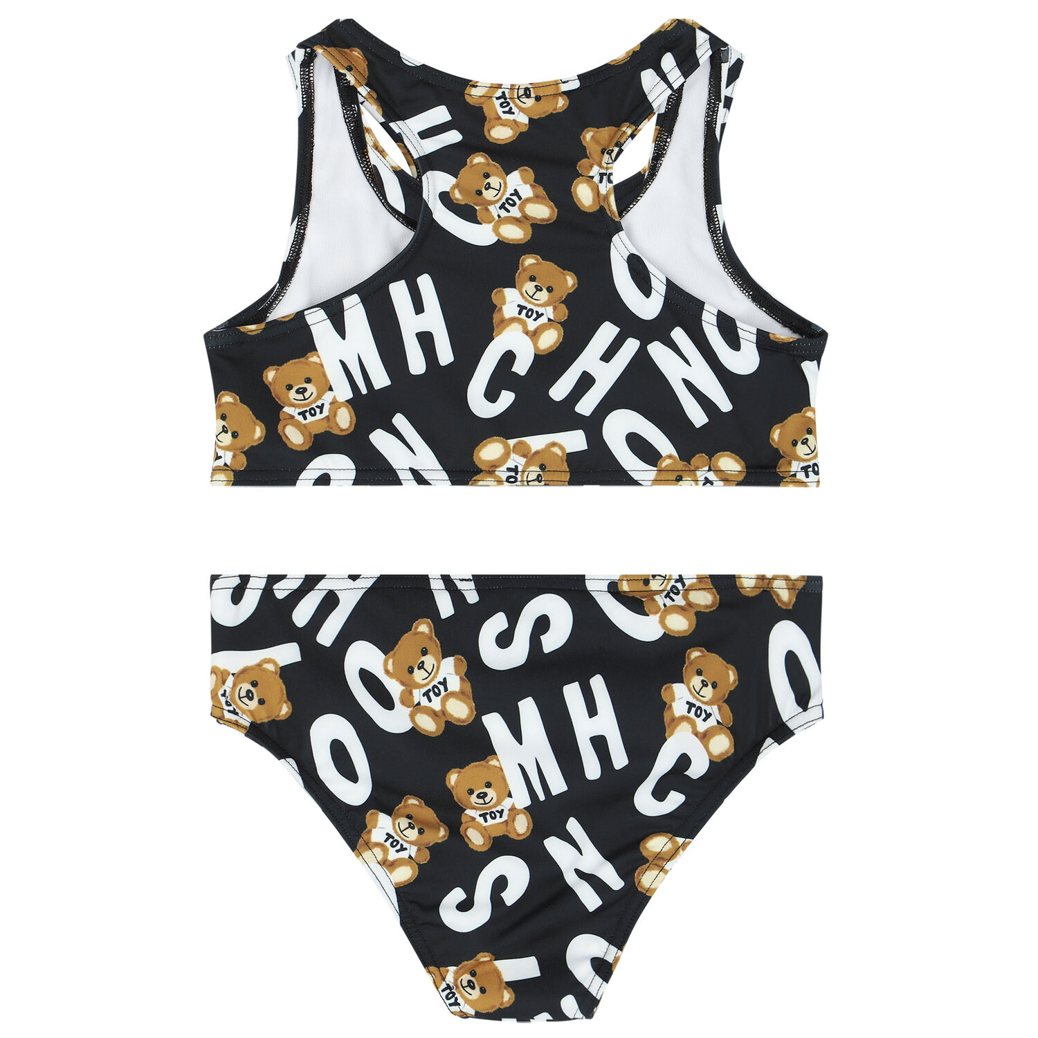 Girls Black Teddy Bear Logo Bikini, 1, hi-res image number null