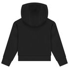 Girls Black Logo Hooded Top, 1, hi-res