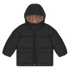 Younger Boys Black Logo Puffer Jacket, 1, hi-res
