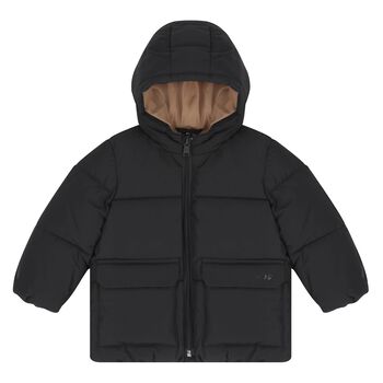 Younger Boys Black Logo Puffer Jacket