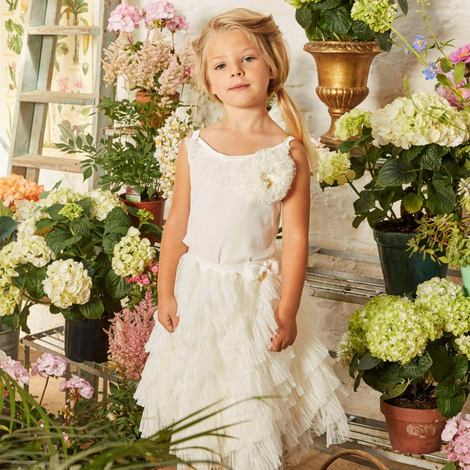 Girls White Sleeveless Top, 1, hi-res image number null