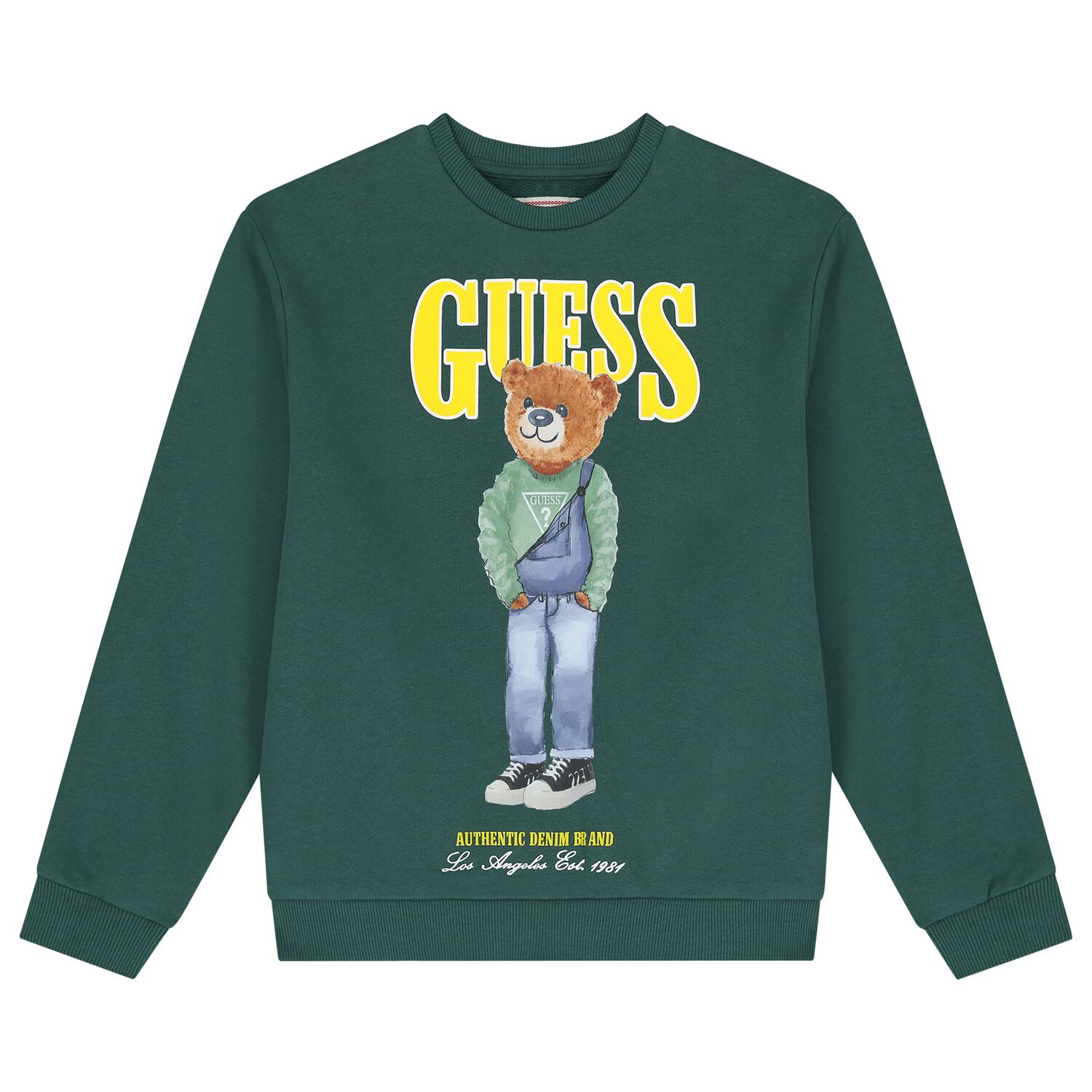 Boys Green Teddy Bear Logo Sweatshirt, 1, hi-res
