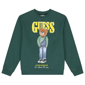 Boys Green Teddy Bear Logo Sweatshirt