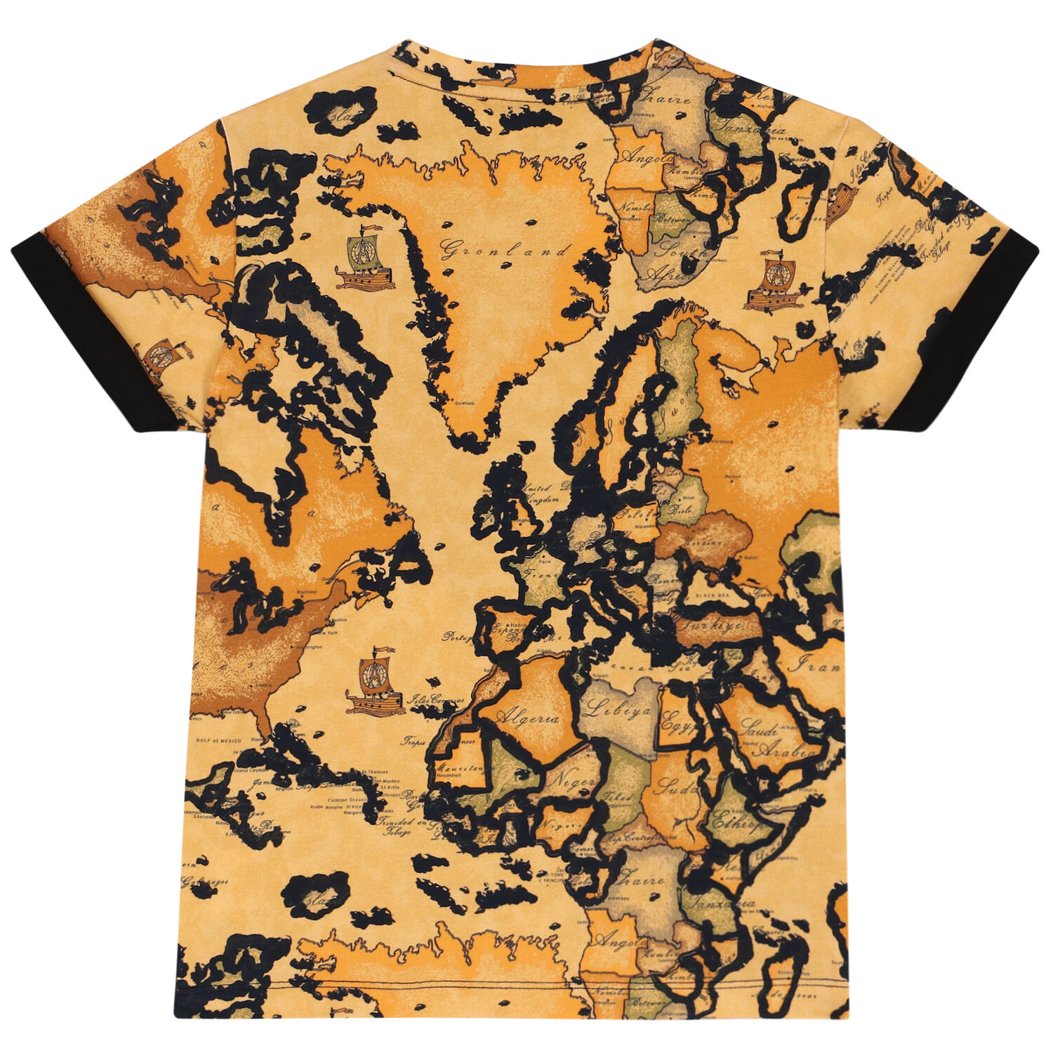 Boys Black & Beige Geo Map T-Shirt, 1, hi-res