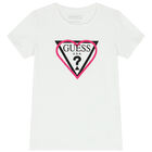 Girls White Logo T-Shirt, 3, hi-res