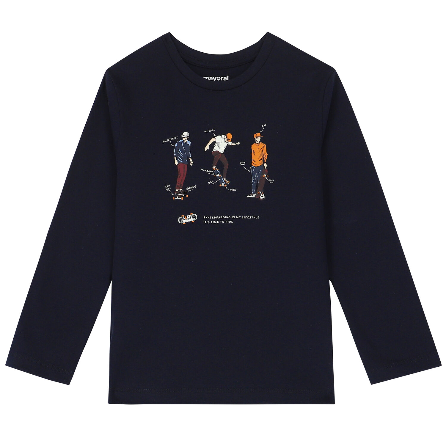 Boys Navy & White Skate Long Sleeve Top ( 2-Pack ), 1, hi-res