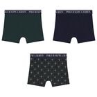 Boys Green & Navy Blue Logo Boxer Shorts ( 3-Pack ), 3, hi-res