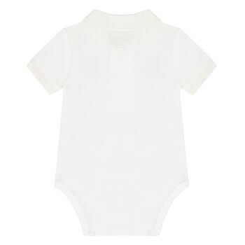 White Cotton Teddy Bear Bodysuit