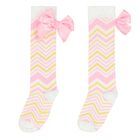Girls White & Yellow Zig Zag Socks, 1, hi-res
