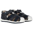 Younger Boys Navy Blue Sandals, 3, hi-res