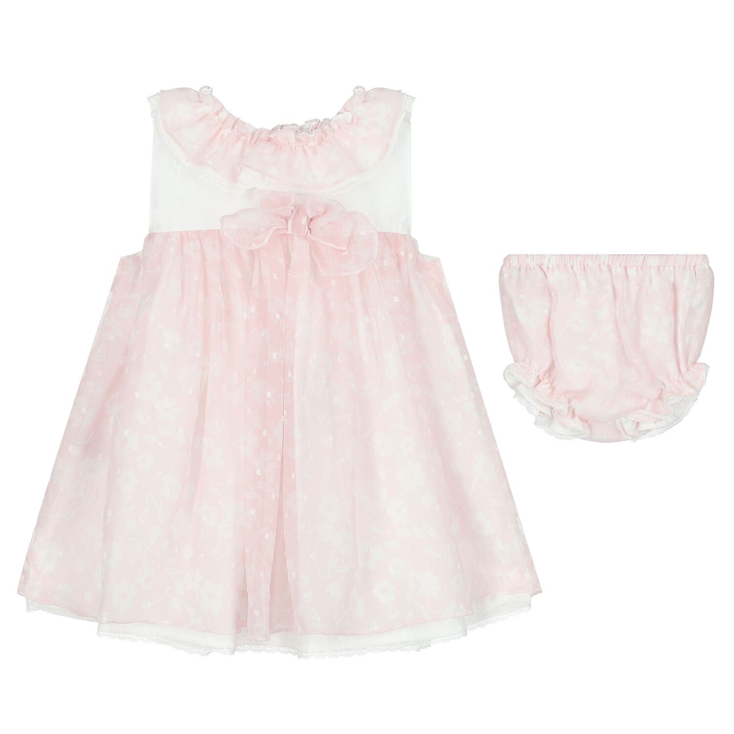 Baby Girls Pink Floral Bow Dress Set, 1, hi-res