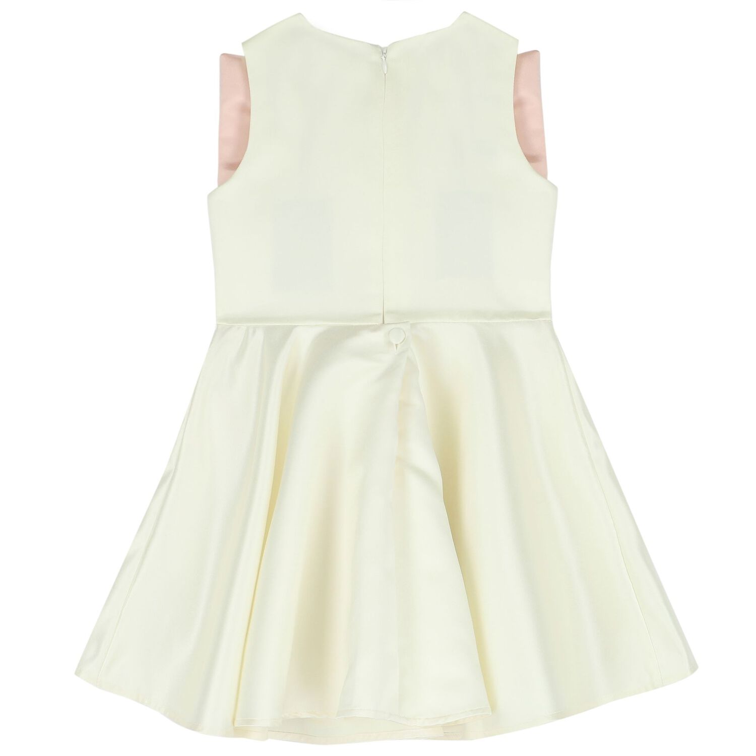 Girls White & Pink Flower Satin Dress, 1, hi-res