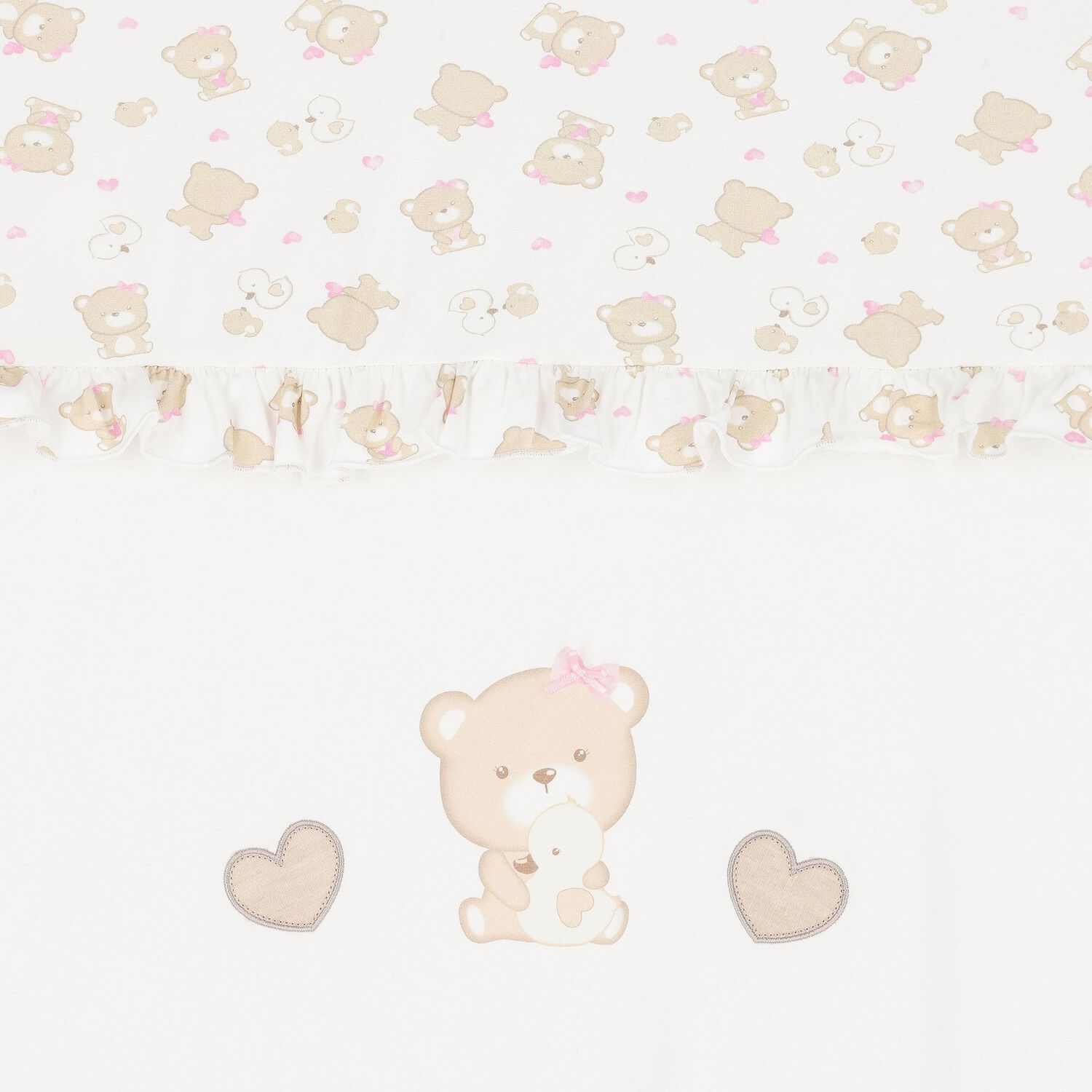 Baby Girls Ivory Teddy Bear Blanket, 1, hi-res