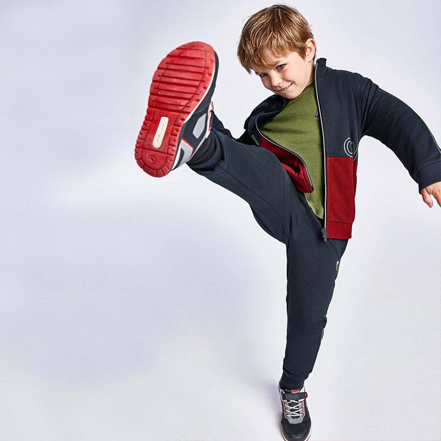 Boys Red & Navy 3 Piece Tracksuit, 1, hi-res image number null