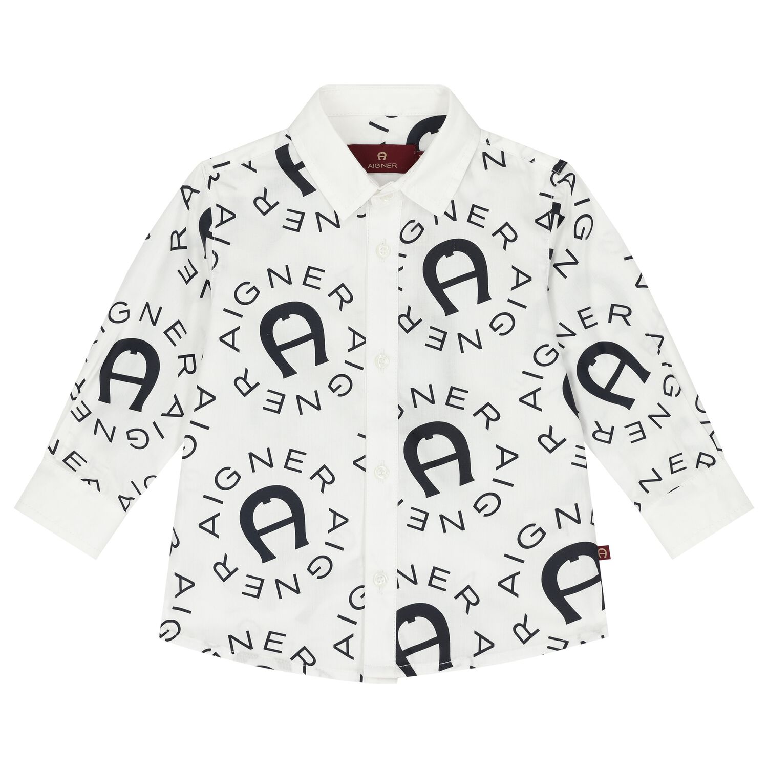 Younger Boys White & Black Logo Shirt, 1, hi-res