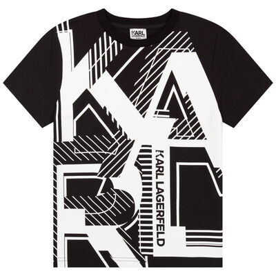  Boys Black & White Logo T-Shirt