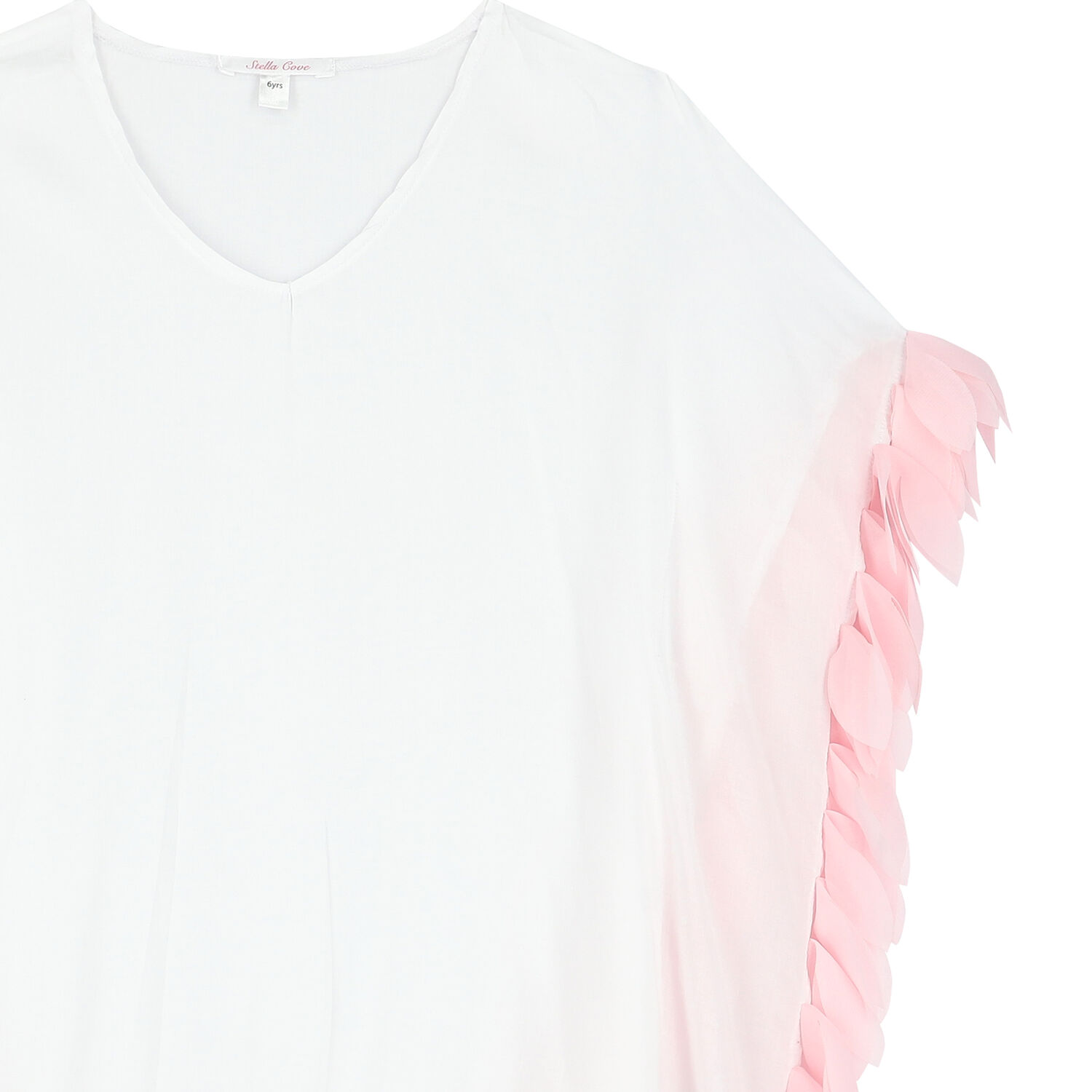 Girls White & Pink Petal Kaftan, 1, hi-res