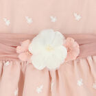Girls Pink Embroidered Organza Dress, 1, hi-res