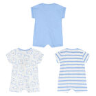Baby Boys Blue Rompers (3 Pack), 1, hi-res