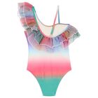 Girls Rainbow Ruffle Swimsuit (UPF50+), 1, hi-res