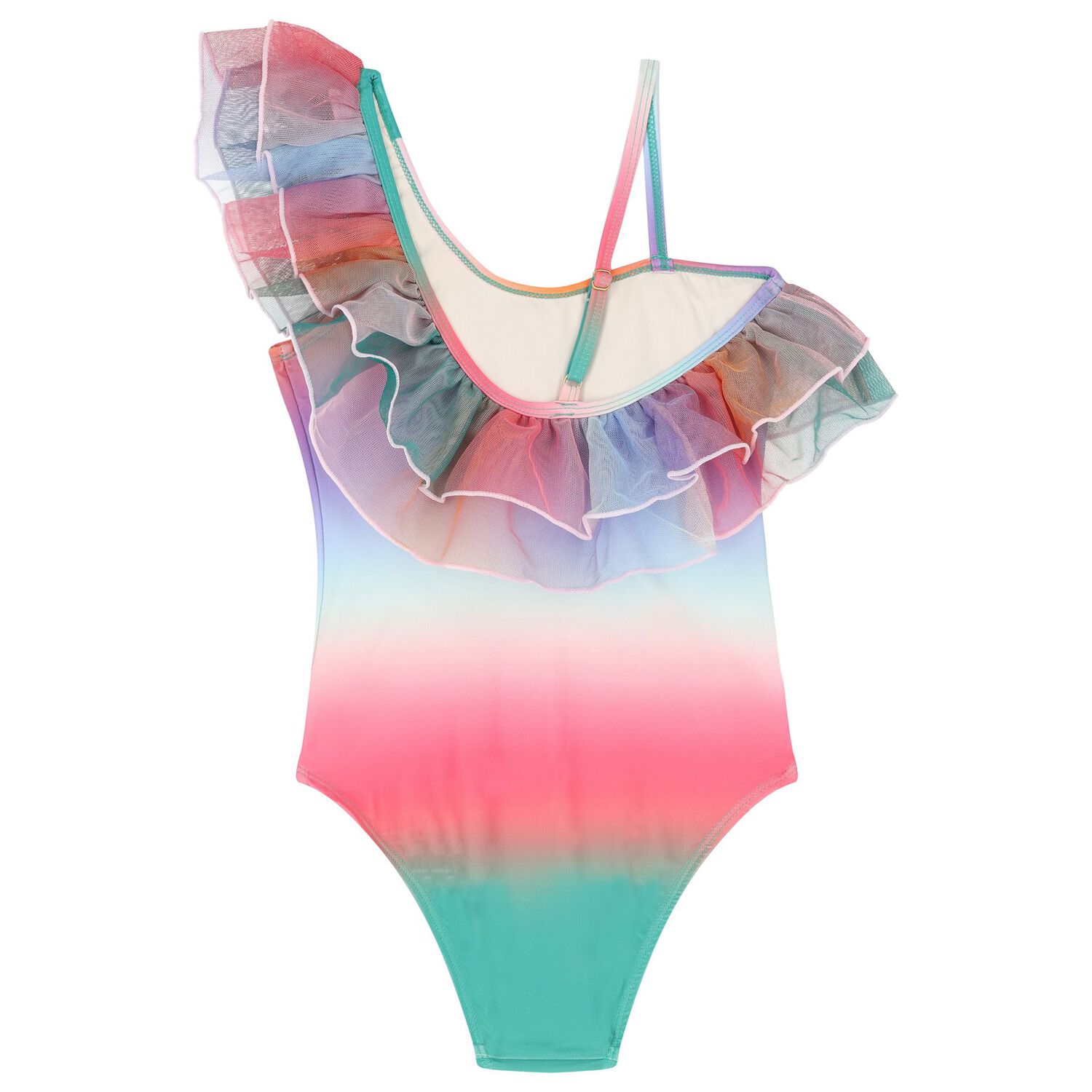 Girls Rainbow Ruffle Swimsuit (UPF50+), 1, hi-res image number null