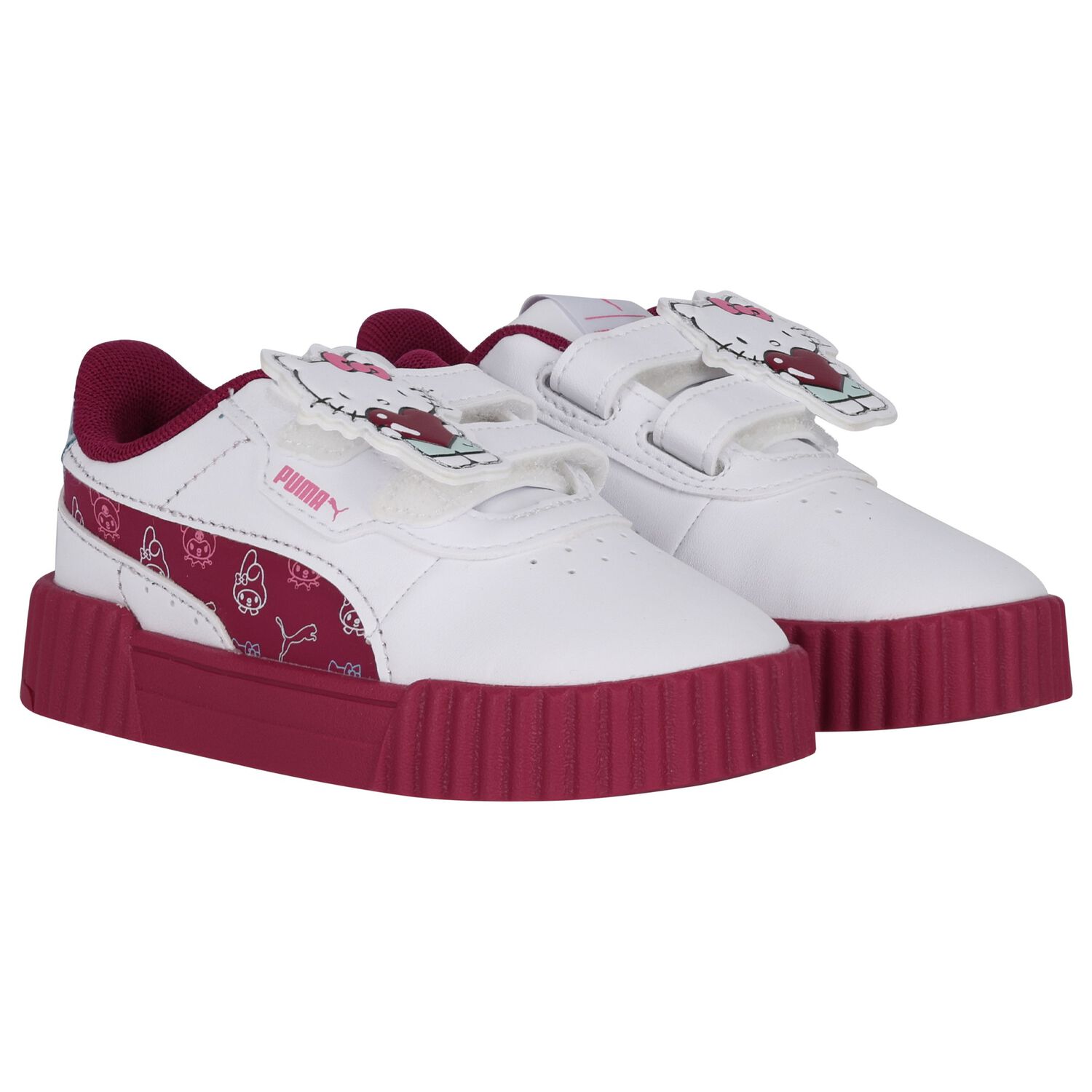 Younger Girls White & Burgundy Hello Kitty Trainers, 1, hi-res