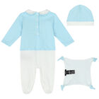 Baby Boys White & Blue Logo Babygrow Gift Set, 2, hi-res