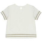 Girls Ivory & Gold Lace Top, 1, hi-res