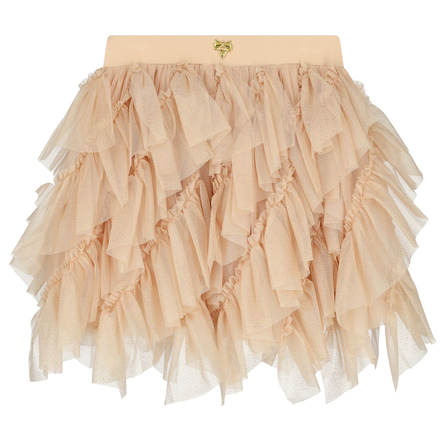 Girls Gold Glitter Ruffle Tulle Skirt, 1, hi-res