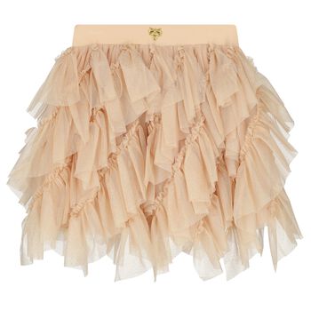 Girls Gold Glitter Ruffle Tulle Skirt