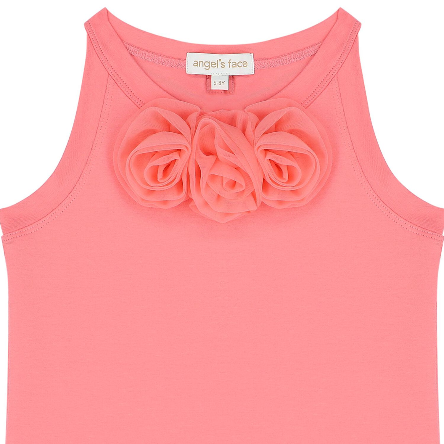 Girls Coral Roses Top, 2, hi-res