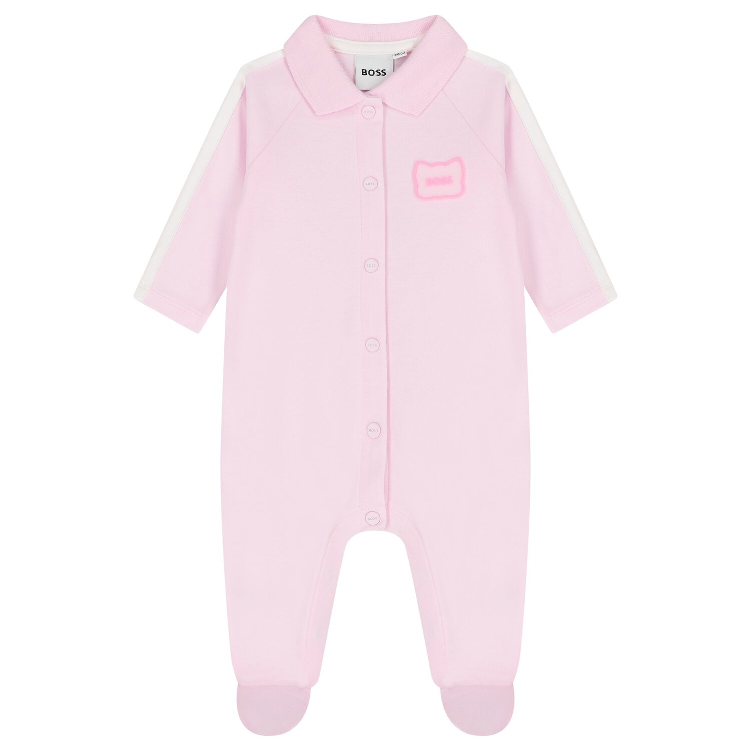 Baby Girls Pink Logo Babygrow, 1, hi-res