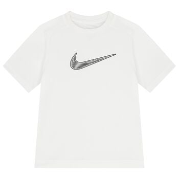 Boys White Logo Dri-Fit T-Shirt
