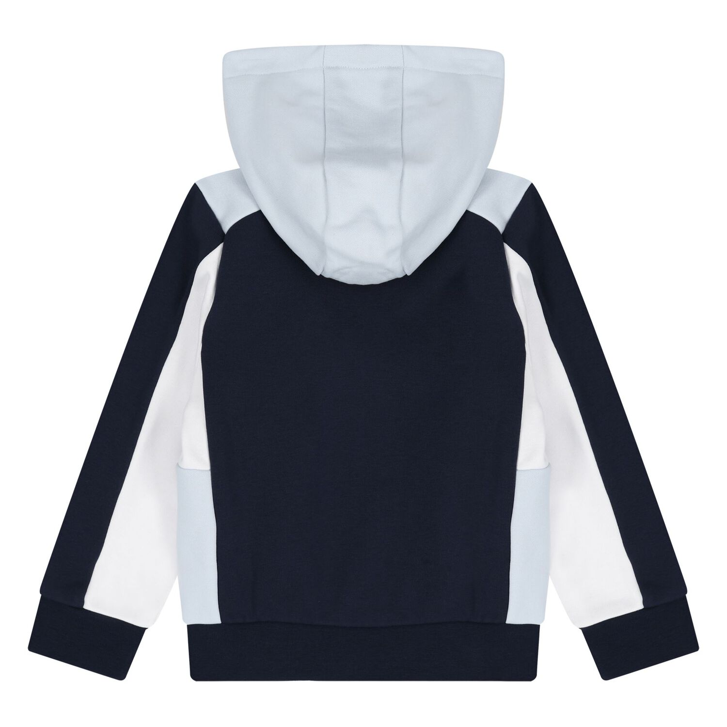 Younger Boys Navy Blue, White & Blue Hooded Zip Up Top, 3, hi-res